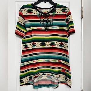 Double D Ranch Western Aztec Serape Tunic Top XS small medium